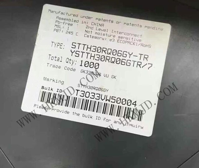 供應(yīng) STTH30RQ06GY 一款汽車級 600V、30A 超快軟恢復(fù)二極管