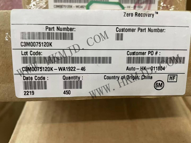 現(xiàn)貨供應(yīng) Wolfspeed C3M0075120K 1200V SiC MOSFET，75mΩ 低導(dǎo)通電阻